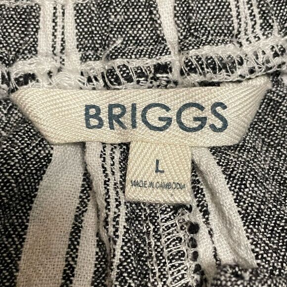 Briggs NY High Waisted Linen Wide Leg Pants Gray & White Striped Women’s Large - Picture 6 of 6
